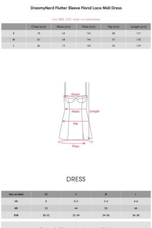 DreamyNerd Flutter Sleeve Floral Lace Midi Dress