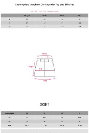 DreamyNerd Gingham Off-Shoulder Top and Skirt Set