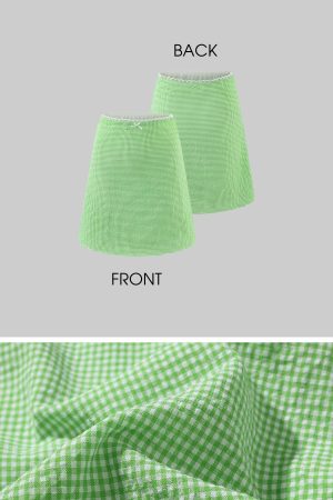 DreamyNerd Gingham Ruffle Top and Mini Skirt Set with Lace Trim