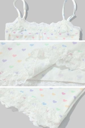 DreamyNerd Heart Knit Cardigan & Camisole Dress Set