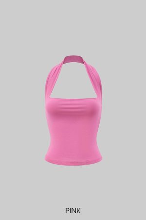 DreamyNerd Off-Shoulder Halter Knit Top