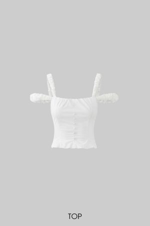 DreamyNerd Off-Shoulder Ruffle Strap Top & Flowing Skirt Set