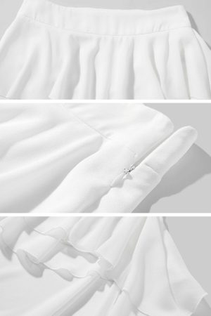 DreamyNerd Off-Shoulder Ruffle Strap Top & Flowing Skirt Set