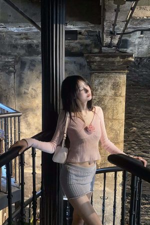 DreamyNerd Rosebud Knit Ribbed Top