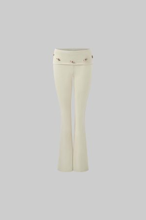 DreamyNerd Rosette Flared Knit Pants