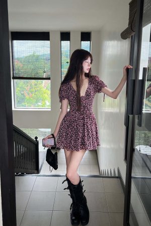 DreamyNerd Rosy Bloom Mini Dress