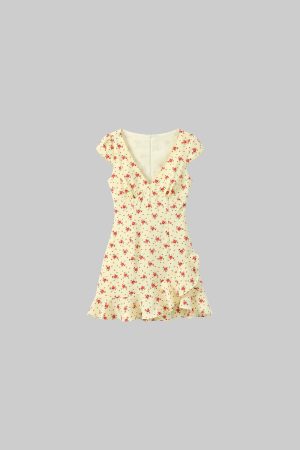 DreamyNerd Ruffle Hem Floral Mini Dress