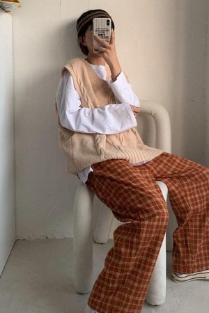 Elasticated Waist Checkered Sweatpants