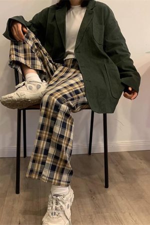 Elasticated Waist Checkered Sweatpants