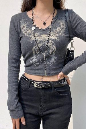 Fairy Grunge Butterfly Crop Top