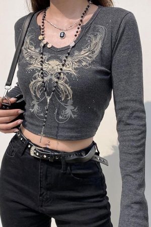 Fairy Grunge Butterfly Crop Top