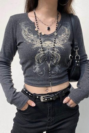 Fairy Grunge Butterfly Crop Top
