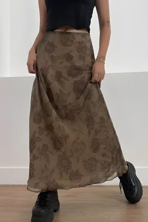 Fairy Grunge Floral Maxi Skirt