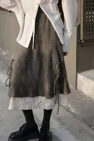 Fairy Grunge Lace Up Midi Skirt
