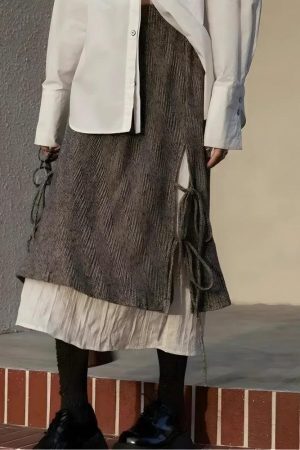 Fairy Grunge Lace Up Midi Skirt
