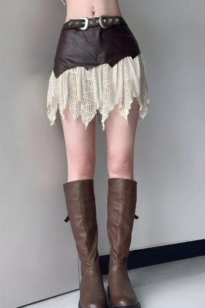 Fairy Grunge Patchwork Lace Mini Skirt