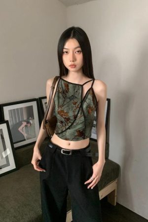 Fairycore Floral Asymmetric Top