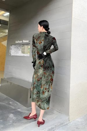 Fairycore Floral Slit Qipao Mini Dress