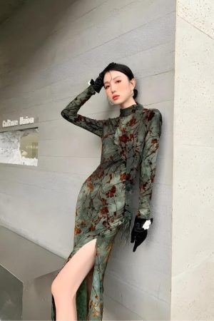 Fairycore Floral Slit Qipao Mini Dress