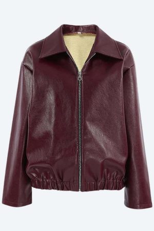 Faux Leather Burgundy Jacket