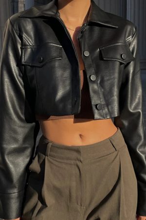 Faux Leather Cropped Jacket