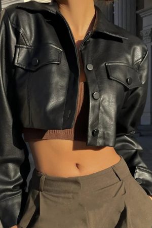 Faux Leather Cropped Jacket