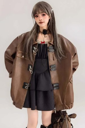 Faux Leather Oversized Jacket