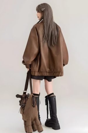 Faux Leather Oversized Jacket