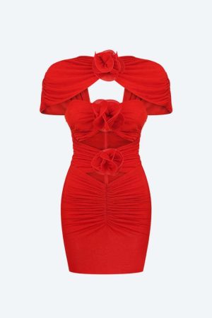 Floral Cut Out Mesh Mini Dress