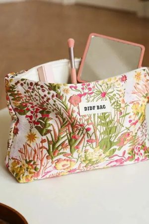 Floral Embroidered Makeup Bag