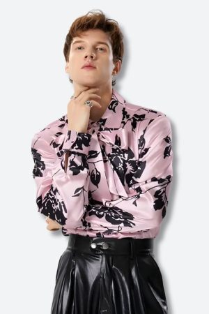Floral Neck Tie Satin Top