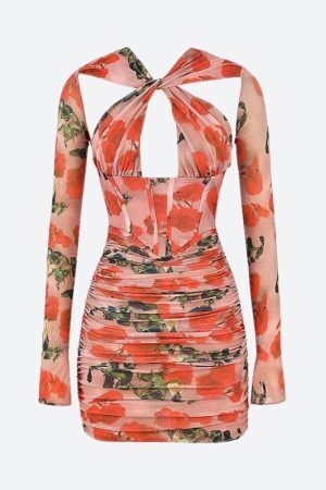 Floral Ruched Corset Mini Dress
