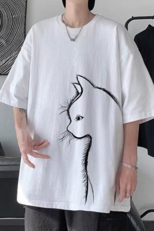 Front Printed Cat Tee