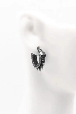Goth Skull Spiked Hoop Earrings
