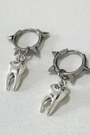 Goth Tooth Spiked Hoop Earrings