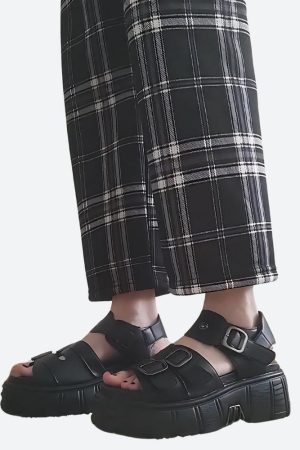 Grunge Belted Platform Sandals