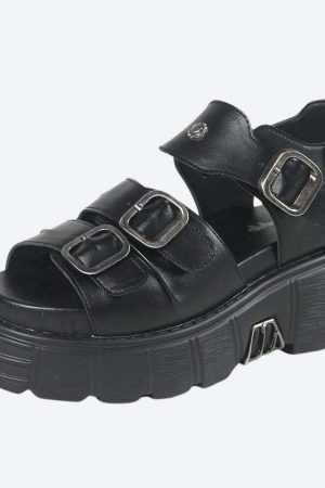 Grunge Belted Platform Sandals
