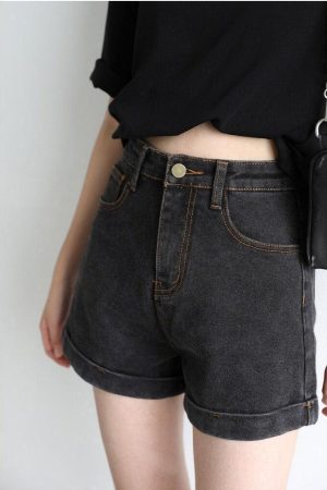Grunge Black Jean Shorts