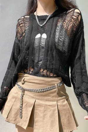 Grunge Distressed Knit Sweater