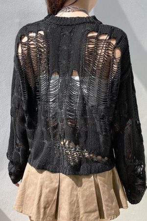 Grunge Distressed Knit Sweater
