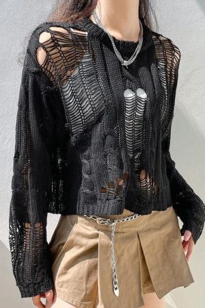 Grunge Distressed Knit Sweater