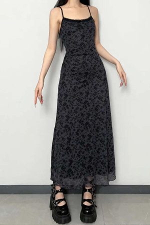 Grunge Floral Printed Maxi Dress