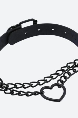 Grunge Heart Belted Choker Necklace
