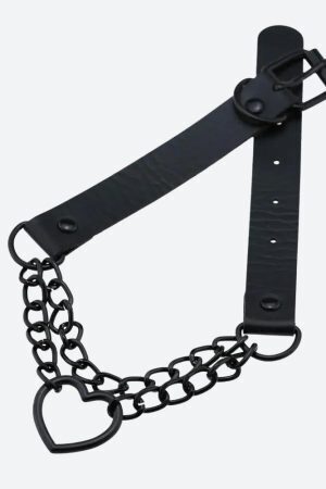 Grunge Heart Belted Choker Necklace