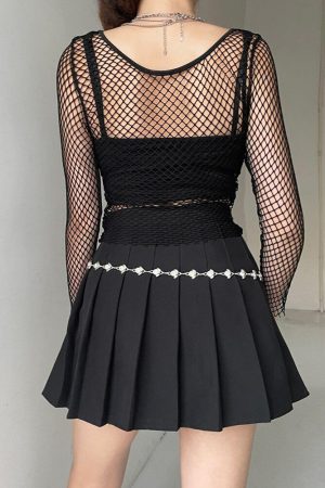 Grunge Long Sleeve Fishnet Top