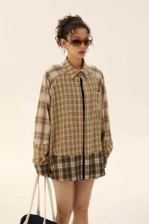 Grunge Multi Pattern Plaid Shirt