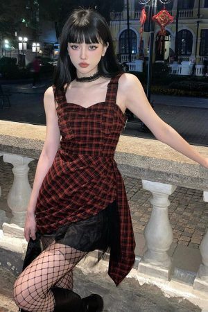 Grunge Plaid Mini Dress
