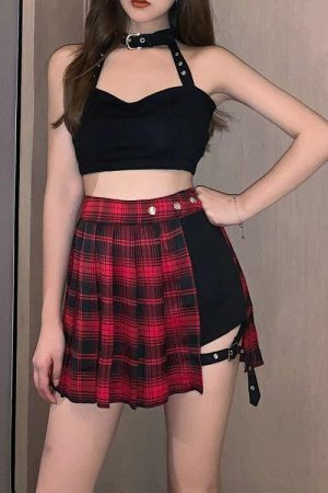 Grunge Plaid Mini Skort