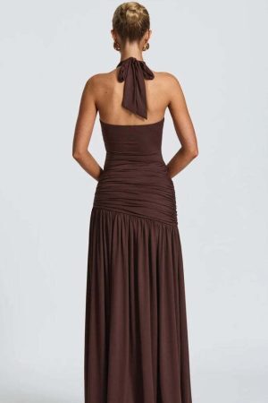 Halter Bodysuit & Maxi Skirt Two Piece Set