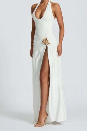 Halter Bodysuit & Maxi Skirt Two Piece Set